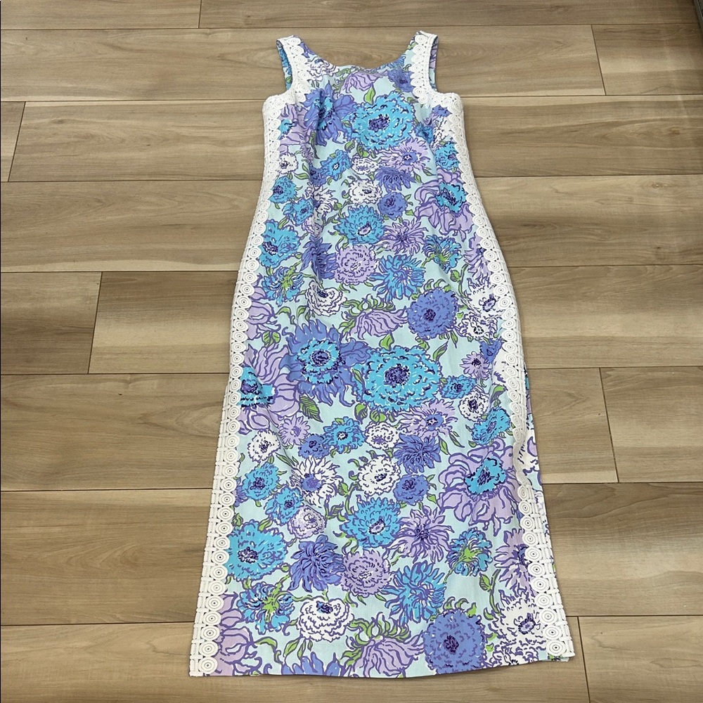 Lilly Pulitzer Blue and Purple Floral Maxi Dress